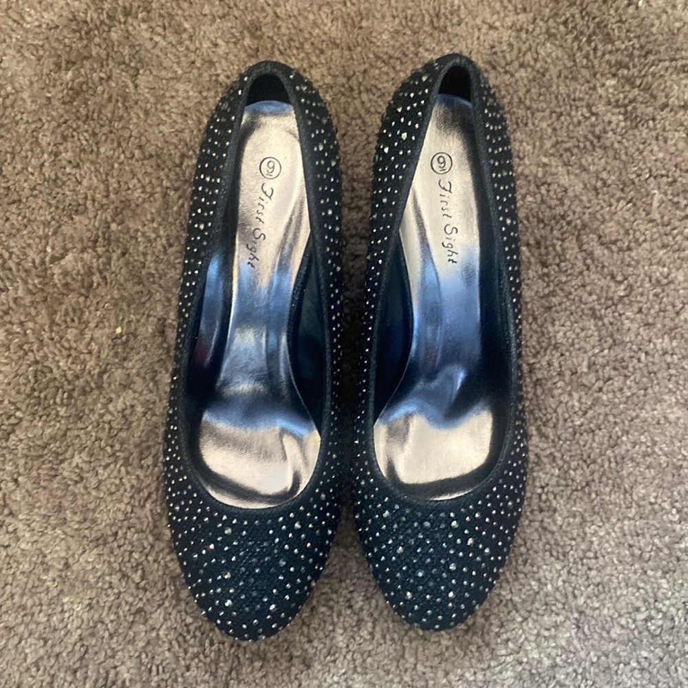 First Sight Wedge Heels Size 9 womens shoes black